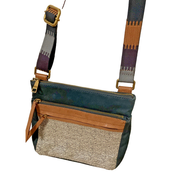 Fossil Women's Crossbody Multi Colored Handbag Multi Colored Handle Black Gray - Picture 1 of 8